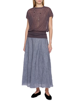 Figure View - Click To Enlarge - SWAYING - Dropped Shoulder Sheer Linen Knit Top