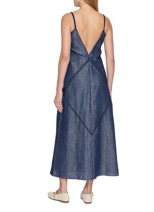 Back View - Click To Enlarge - SWAYING - Crocheted Panel Linen Slip Dress