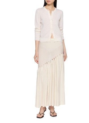 Figure View - Click To Enlarge - SWAYING - Asymmetrical Cutout Pleated Silk Skirt