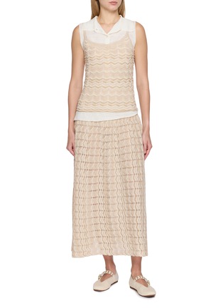 Figure View - Click To Enlarge - SWAYING - Waist-Cinching Textured Midi Skirt
