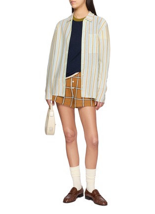 Figure View - Click To Enlarge - GUEST IN RESIDENCE - Picnic Plaid Silk Linen Shorts