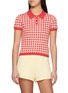 GUEST IN RESIDENCE Gingham Shrunken Silk Linen Polo Shirt