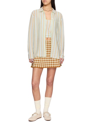 Figure View - Click To Enlarge - GUEST IN RESIDENCE - Gingham Silk Linen Pleated Skirt