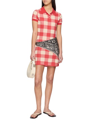 Figure View - Click To Enlarge - GUEST IN RESIDENCE - Gingham Silk Linen Polo Dress