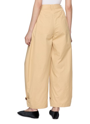 Back View - Click To Enlarge - LAMRONS - Cropped Button Hem Cotton Silk Balloon Pants