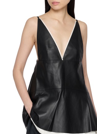  - LAMRONS - Contrast Trim Leather Camisole
