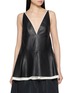 LAMRONS Contrast Trim Leather Camisole