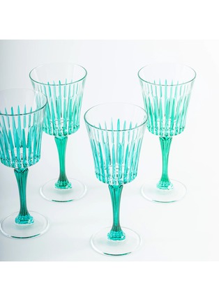 Detail View - Click To Enlarge - LES OTTOMANS - Striped Crystal Glass Wine Tumbler — Green