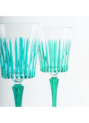 Detail View - Click To Enlarge - LES OTTOMANS - Striped Crystal Glass Wine Tumbler — Green