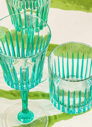 Detail View - Click To Enlarge - LES OTTOMANS - Striped Crystal Glass Water Tumbler — Green