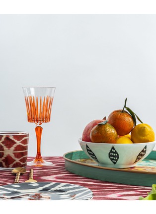 Detail View - Click To Enlarge - LES OTTOMANS - Striped Crystal Glass Wine Tumbler — Orange