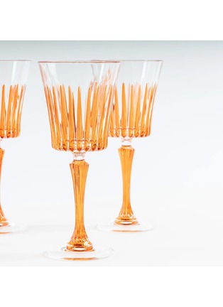 Detail View - Click To Enlarge - LES OTTOMANS - Striped Crystal Glass Wine Tumbler — Orange