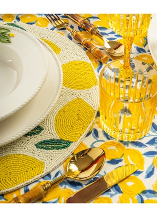 Detail View - Click To Enlarge - LES OTTOMANS - Striped Crystal Glass Water Tumbler — Yellow
