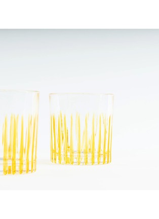 Detail View - Click To Enlarge - LES OTTOMANS - Striped Crystal Glass Water Tumbler — Yellow