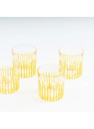  - LES OTTOMANS - Striped Crystal Glass Water Tumbler — Yellow