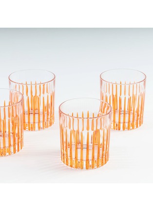 Detail View - Click To Enlarge - LES OTTOMANS - Striped Crystal Glass Water Tumbler — Orange