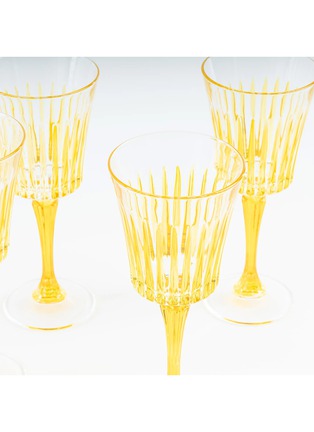 Detail View - Click To Enlarge - LES OTTOMANS - Striped Crystal Glass Wine Tumbler — Yellow