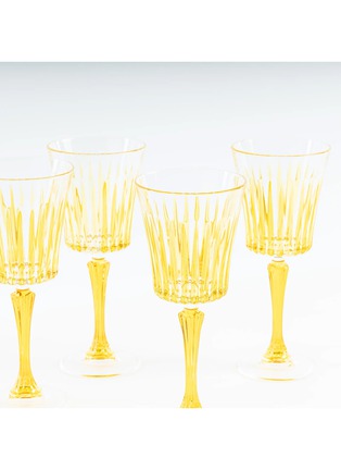  - LES OTTOMANS - Striped Crystal Glass Wine Tumbler — Yellow