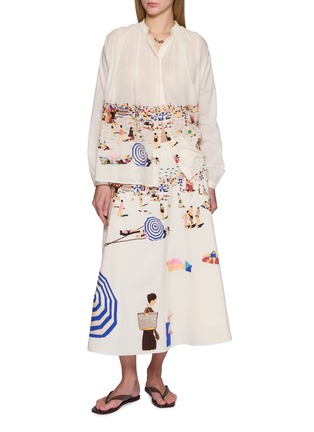 Figure View - Click To Enlarge - MII - Beach Scene Hand Embroidered Shirt