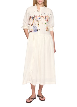 Figure View - Click To Enlarge - MII - Beach Scene Hand Embroidered Shirt Dress