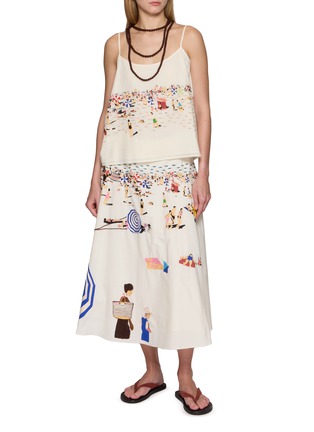 Figure View - Click To Enlarge - MII - Beach Scene Hand Embroidered Camisole Top