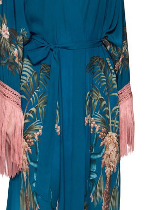  - DISTRICT BY MARGHERITA MAZZEI - Palm Tree Print Fringed Sleeve Kimono