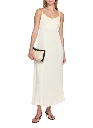 Figure View - Click To Enlarge - DETERM - Draped Collagen Satin Slip Dress