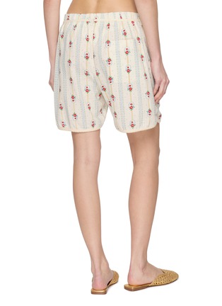 Back View - Click To Enlarge - YOUNG N SANG - Hand Beads Floral Drawstring Cotton Running Shorts