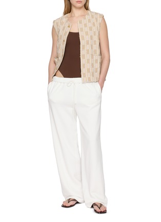 Figure View - Click To Enlarge - YOUNG N SANG - Hand Beads Chequered Textured Vest