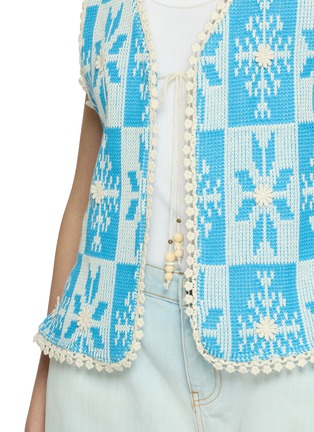  - YOUNG N SANG - Snowflake Floral Trim Tie Front Knit Vest
