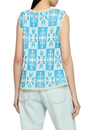 Back View - Click To Enlarge - YOUNG N SANG - Snowflake Floral Trim Tie Front Knit Vest