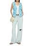Figure View - Click To Enlarge - YOUNG N SANG - Snowflake Floral Trim Tie Front Knit Vest