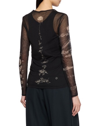 Back View - Click To Enlarge - BEAUTIFUL PEOPLE - Cosmos Sheer Jersey Crewneck Cotton Top