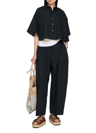 Figure View - Click To Enlarge - BEAUTIFUL PEOPLE - Sheer Circular Cropped Wool Shirt