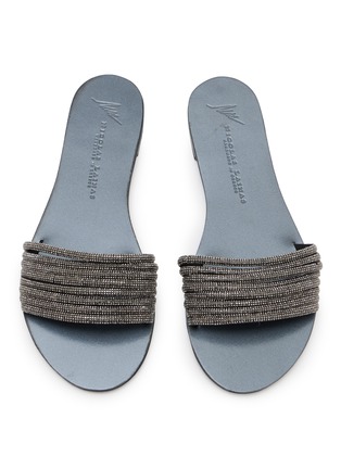 Detail View - Click To Enlarge - NICOLAS LAINAS - Strass Band Leather Slides