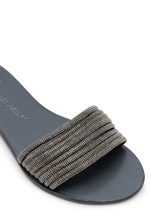 Detail View - Click To Enlarge - NICOLAS LAINAS - Strass Band Leather Slides