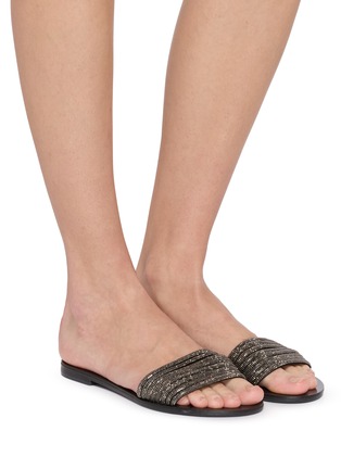 Figure View - Click To Enlarge - NICOLAS LAINAS - Strass Band Leather Slides