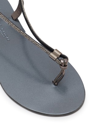 Detail View - Click To Enlarge - NICOLAS LAINAS - Strass Strap Leather Thong Sandals