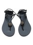 Detail View - Click To Enlarge - NICOLAS LAINAS - Strass Dome Leather Thong Sandals 