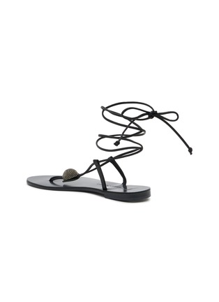  - NICOLAS LAINAS - Strass Dome Leather Thong Sandals 