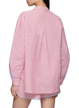 Back View - Click To Enlarge - RELAX RE-LUX - Bora Stripe Panel Floral Embroidered Shirt