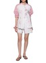 Figure View - Click To Enlarge - RELAX RE-LUX - Bora Stripe Panel Floral Embroidered Shirt