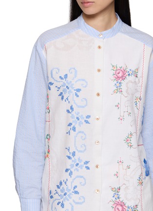  - RELAX RE-LUX - Bora Stripe Panel Floral Embroidered Shirt