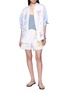 Figure View - Click To Enlarge - RELAX RE-LUX - Bora Stripe Panel Floral Embroidered Shirt