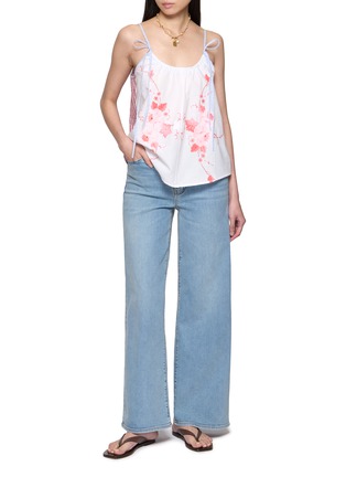 Figure View - Click To Enlarge - RELAX RE-LUX - Limone Sleeveless Floral Embroidered Tie Strap Top