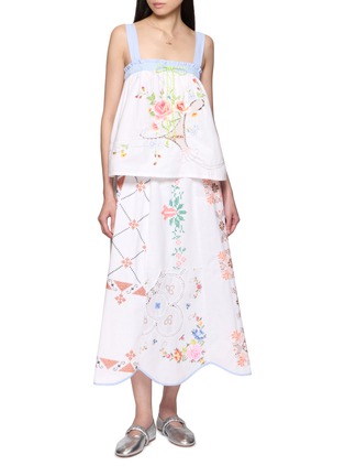 Figure View - Click To Enlarge - RELAX RE-LUX - Embroidery Patchwork Motif Midi Skirt