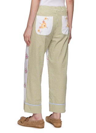 Back View - Click To Enlarge - RELAX RE-LUX - Etesia Chequered Panel Floral Embroidered Pants