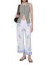 Figure View - Click To Enlarge - RELAX RE-LUX - Etesia Chequered Panel Floral Embroidered Pants
