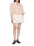 Figure View - Click To Enlarge - ASSIGNMENTS - Asymmetrical Scalloped Edge Linen Shorts