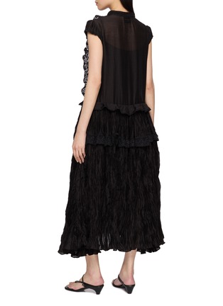 Back View - Click To Enlarge - ASSIGNMENTS - Pleated Lace Ruffle Tiered Maxi Dress